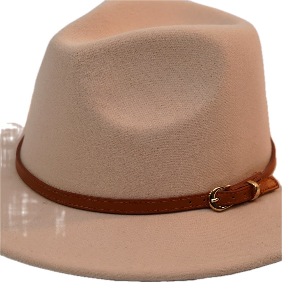 Chapeau Fedora Ceinture Caramel