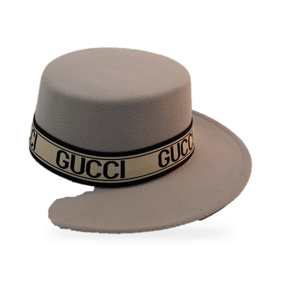 Canotier Feutre Gris Bandeau Logo