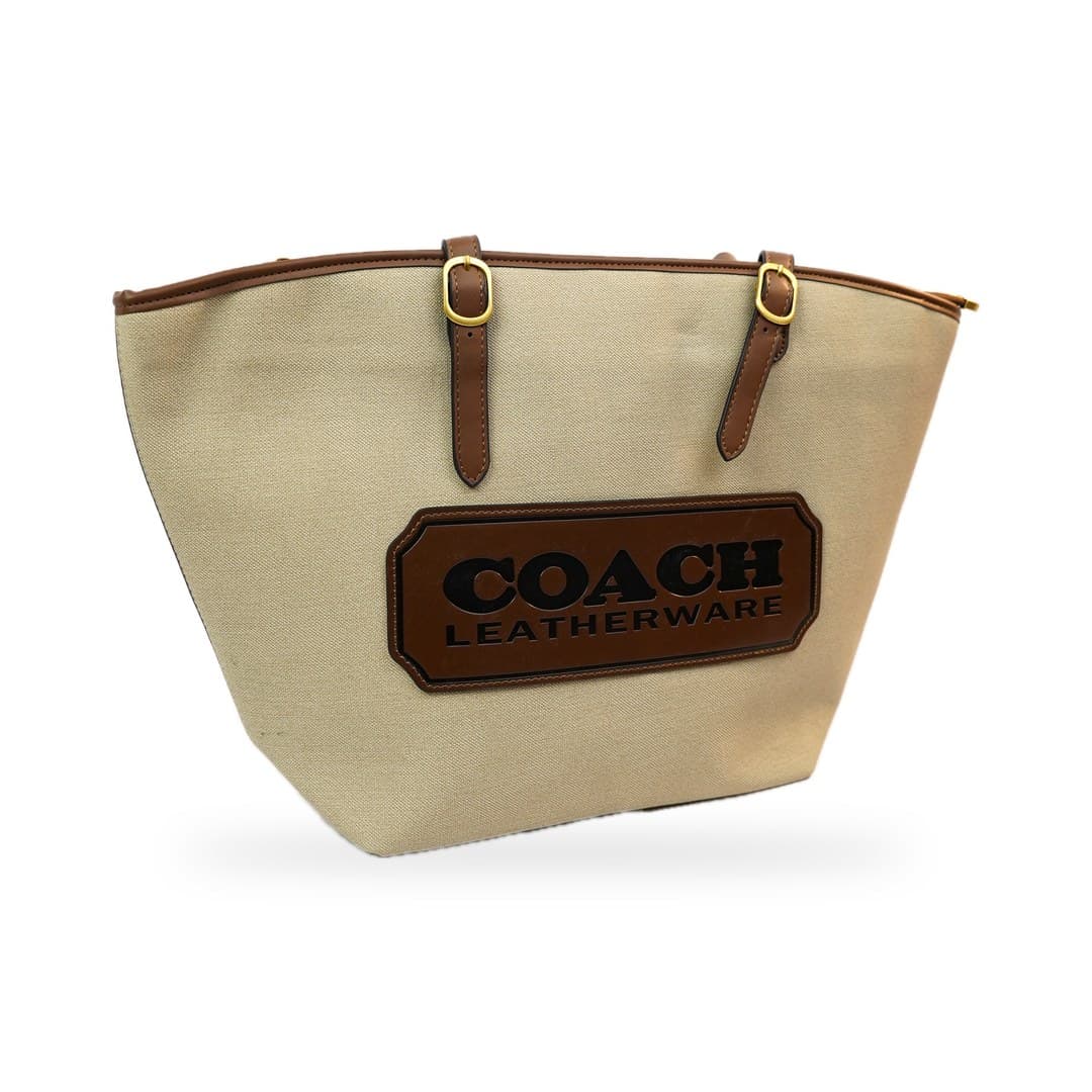 Cabas Toile & Cuir Écru