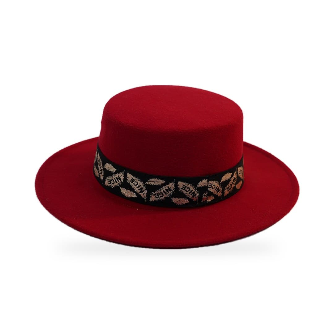 Canotier Feutre Rouge Bandeau Ethnique